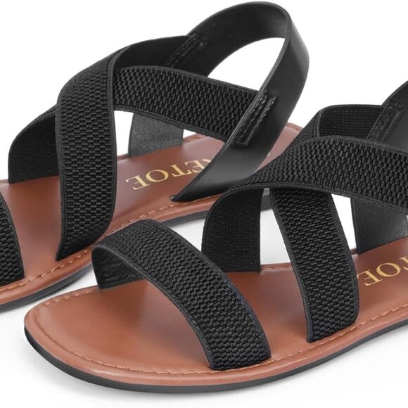 Wide Width Flat Sandals Women Open Toe Dressy Comfortable Work Footwear - Picture 5 of 6